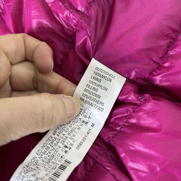 Zara TRF Warm Wear Ultralight Down Full Zip Deep Blue Hoodie Womens Size Medium - Picture 11 of 12